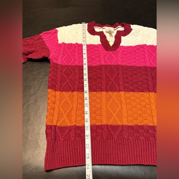 St. John's Bay Pullover Color-block Striped V-Neck Sweater NWT size Small - Picture 12 of 13